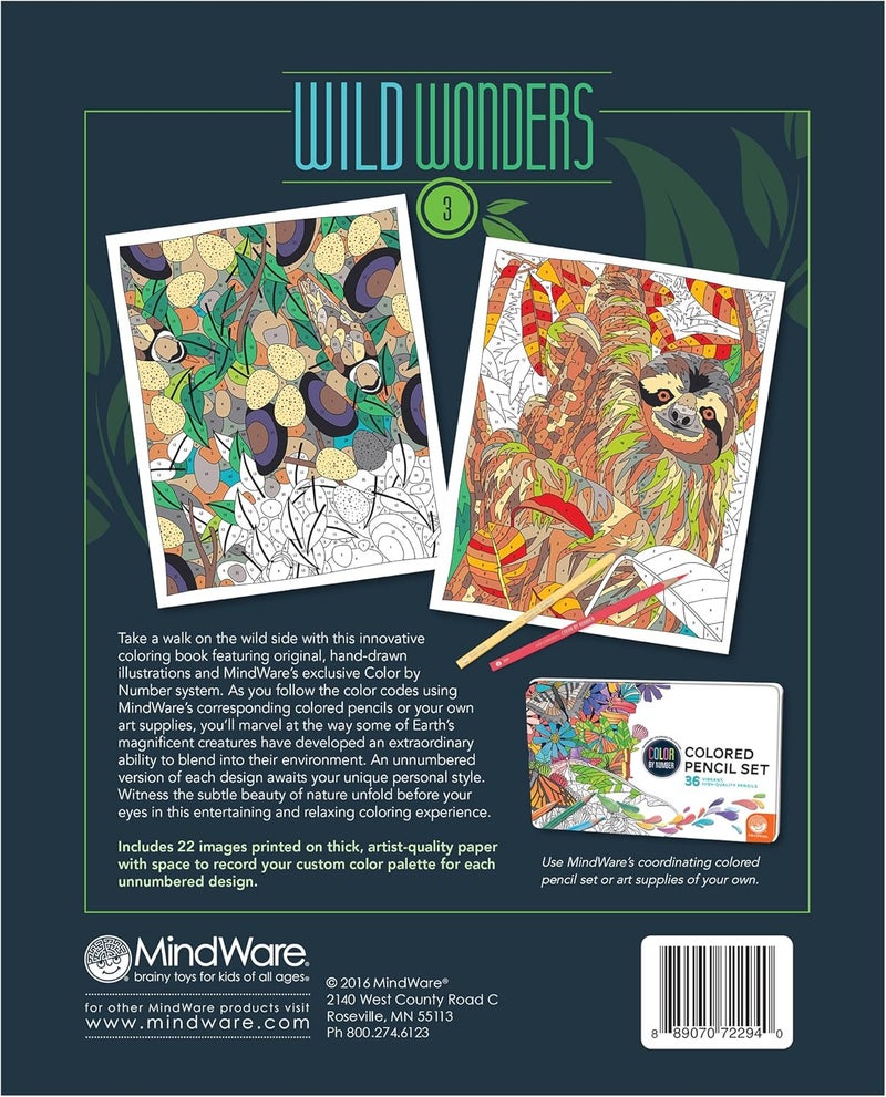 Mindware Color by Number Wild Wonders Book 3 – Animal-Themed Coloring Book for Kids Ages 6+ - Image 3