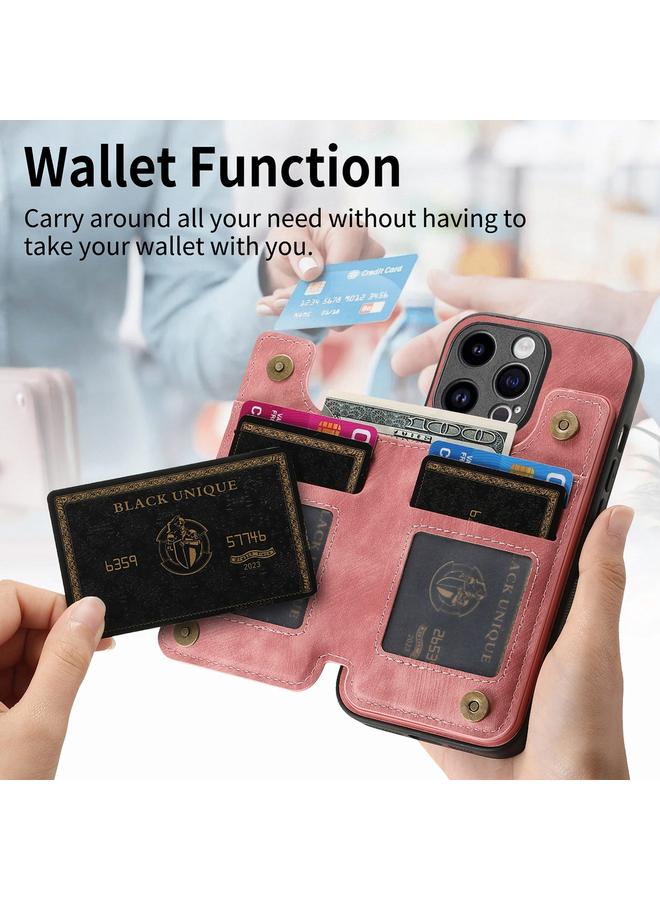 S-TOP Case For iPhone 12 Pro Max Retro Leather Zipper Wallet Back Phone Case - Image 3