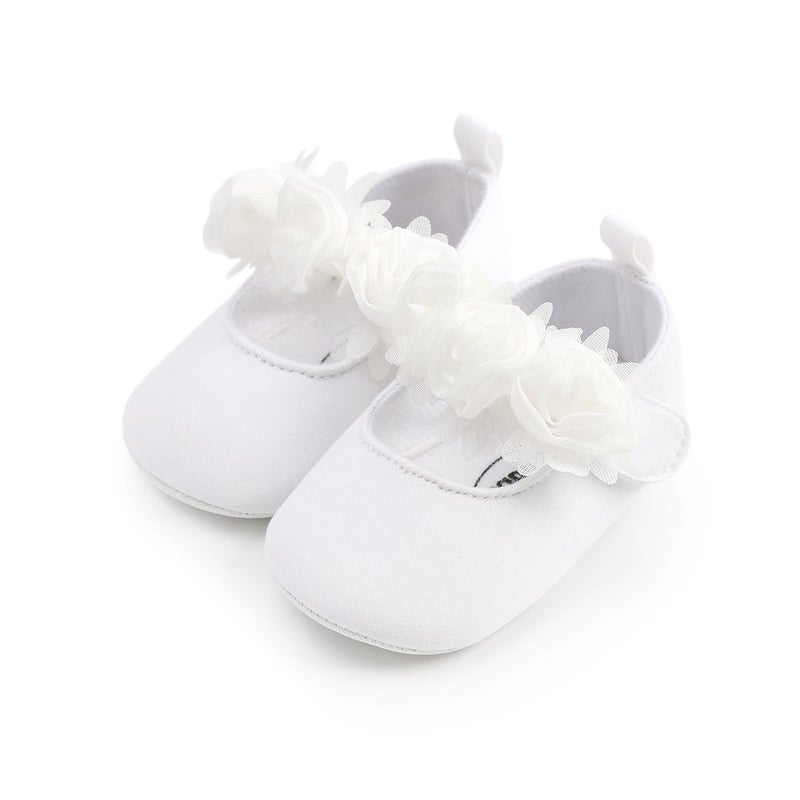 HsdsBebe HsdsBebe 2pcsSet Newborn Baby Girl Princess Mary Jane Shoes Toddler Infant Wedding Dress Flat Shoes with Free Headband