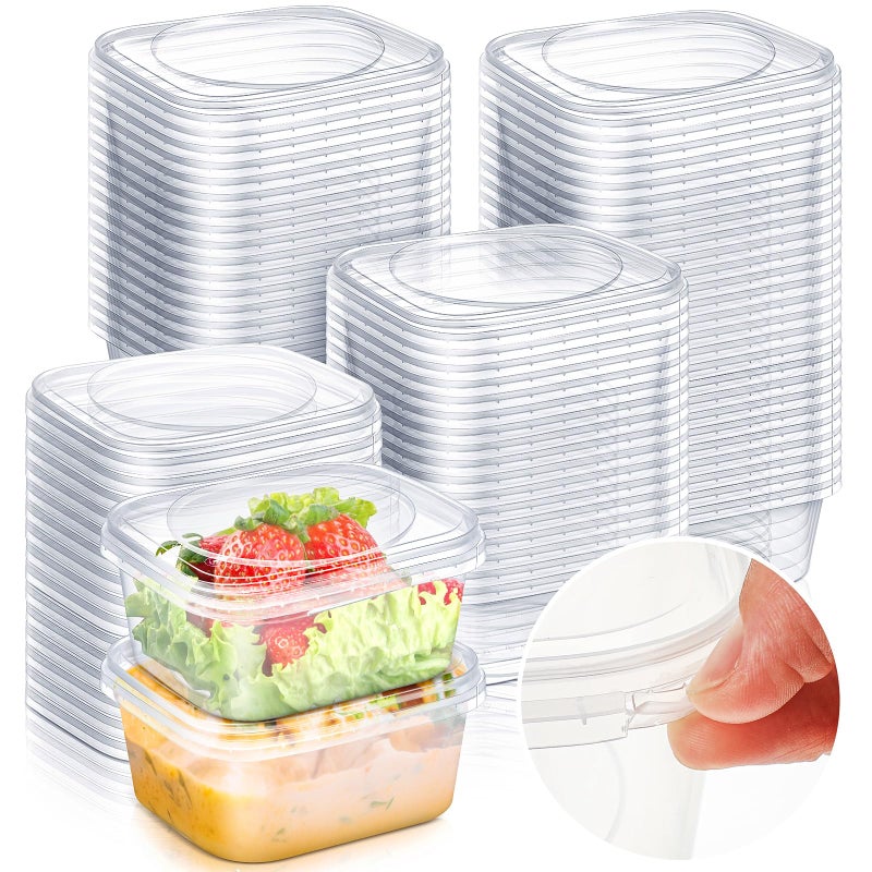 Yiyiring 50 Pack 8 oz Tamper Proof Clear Deli Containers with Lid Disposable Square Plastic Deli Sandwich Tiramisu Airtight Meal Container for Refrigerator Dishwasher Microwave Take out Kitchen - Image 1