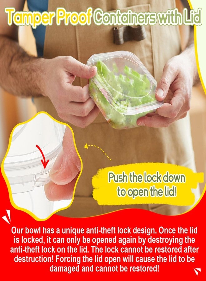 Yiyiring 50 Pack 8 oz Tamper Proof Clear Deli Containers with Lid Disposable Square Plastic Deli Sandwich Tiramisu Airtight Meal Container for Refrigerator Dishwasher Microwave Take out Kitchen - Image 2