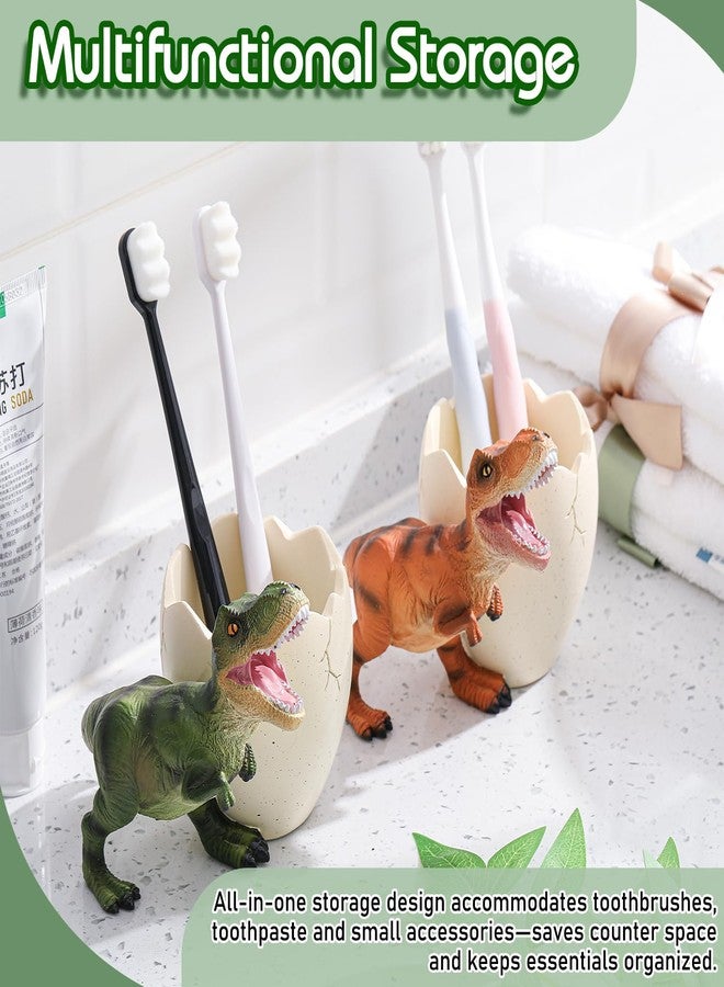 Eaasty 2 Pcs Dinosaur Kids Toothbrush Holders Toothbrush Organizer Funny Dino Resin Cup for Bathroom Easy to Clean Pen Holder Gift Birthday Children's Day Christmas - Image 5