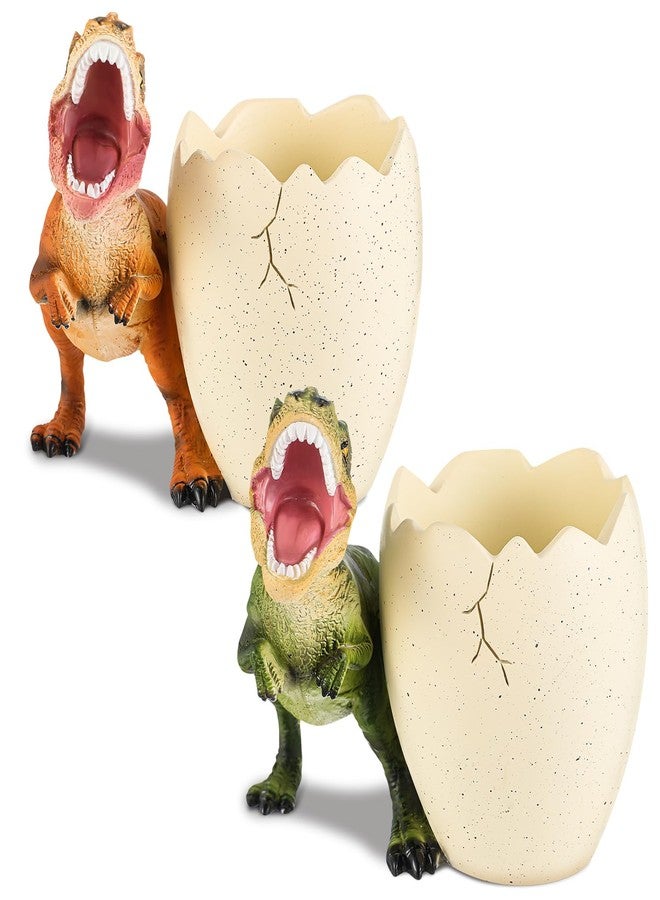 Eaasty 2 Pcs Dinosaur Kids Toothbrush Holders Toothbrush Organizer Funny Dino Resin Cup for Bathroom Easy to Clean Pen Holder Gift Birthday Children's Day Christmas - Image 1