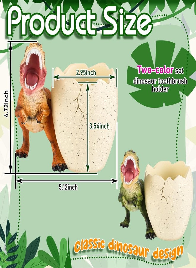 Eaasty 2 Pcs Dinosaur Kids Toothbrush Holders Toothbrush Organizer Funny Dino Resin Cup for Bathroom Easy to Clean Pen Holder Gift Birthday Children's Day Christmas - Image 2