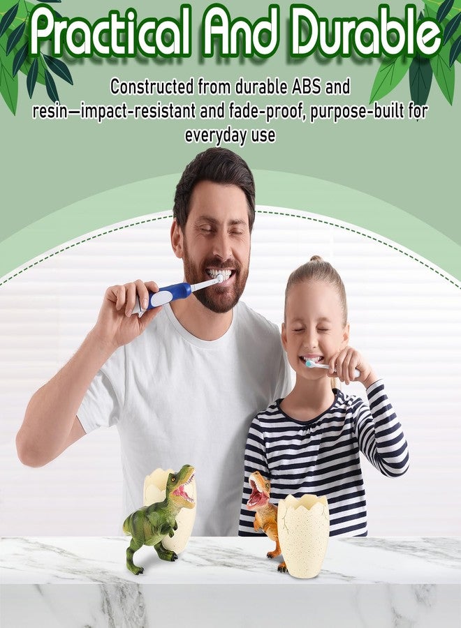Eaasty 2 Pcs Dinosaur Kids Toothbrush Holders Toothbrush Organizer Funny Dino Resin Cup for Bathroom Easy to Clean Pen Holder Gift Birthday Children's Day Christmas - Image 4