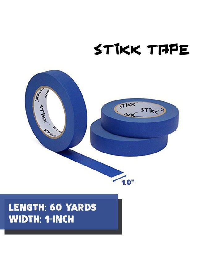 STIKK Painters Tape - 3pk Blue Painter Tape - 1 inch x 60 Yards - Paint Tape for Painting, Edges, Trim, Ceilings - Masking Tape for DIY Paint Projects - Residue-Free Painting Tape - Image 3