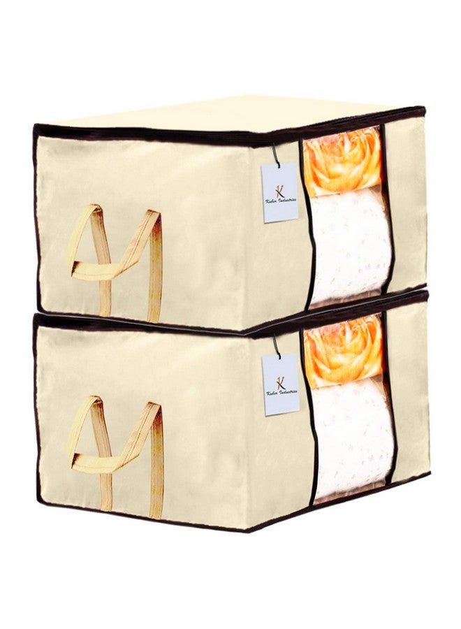 Kuber Industries Underbed Storage Bag, Storage Organiser, Blanket Cover Set Of 2 - Ivory, Extra Large Size - Image 1