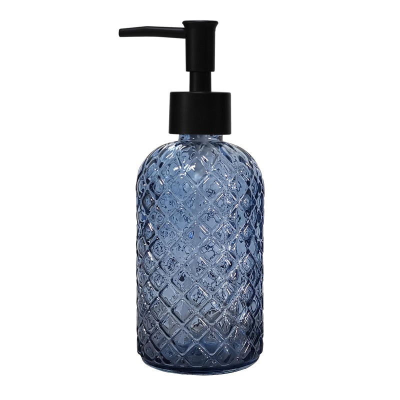 YYTSGG Blue Glass Dish Soap Dispenser For Kitchen  12Oz Refillable Liquid Hand Soap Dispenser Set  Crystal Lotion Bottle For Modern Home Decor  Bathroom Countertop  Hotel - Image 1