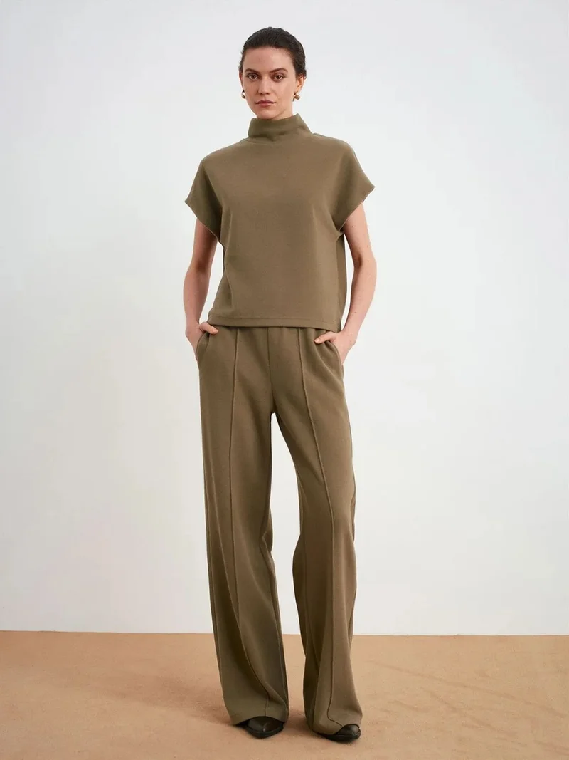 ديلفين Dilvin Women's Wide-Leg Pull-On Trousers