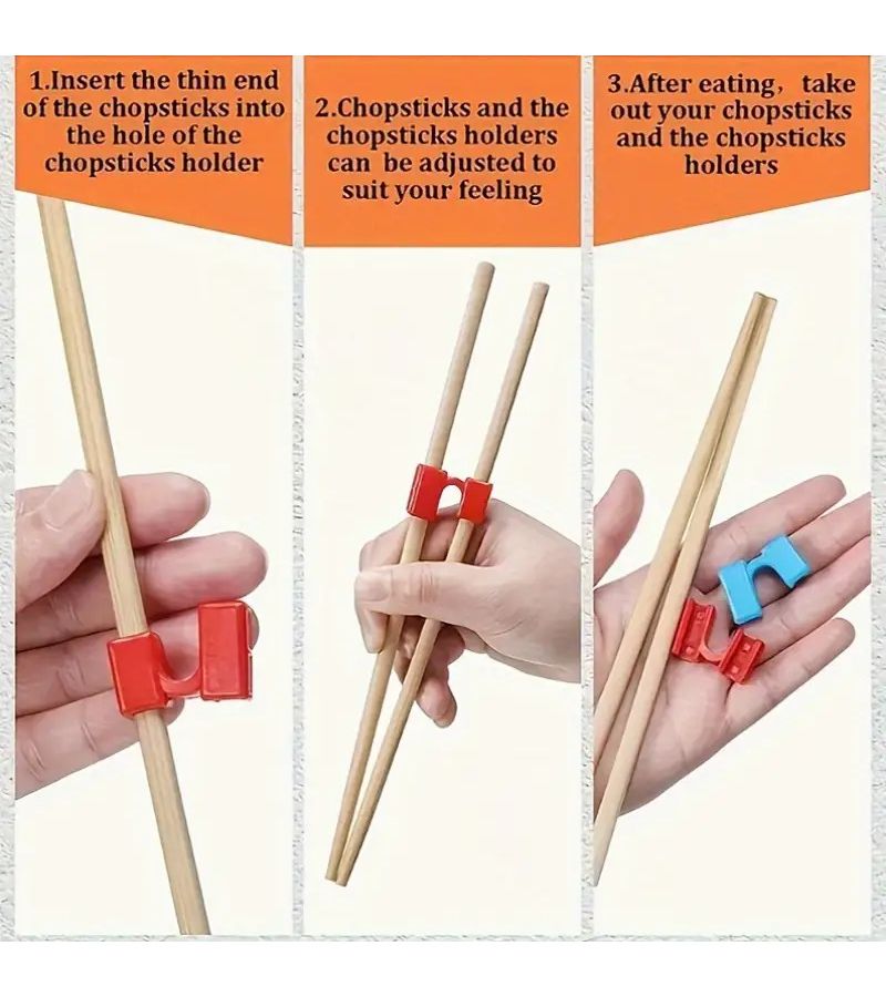 24 Pcs Random Colors Chopstick Rack Non Slip Holder Reusable Training Utensil - Image 2