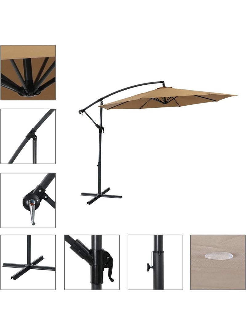 Generic Round Cantilever Parasol Patio Umbrella with UV Protection, Steel Frame for Ultra Stability for Outdoors Garden and Terraces Size: D3*H2.5m  - Image 3