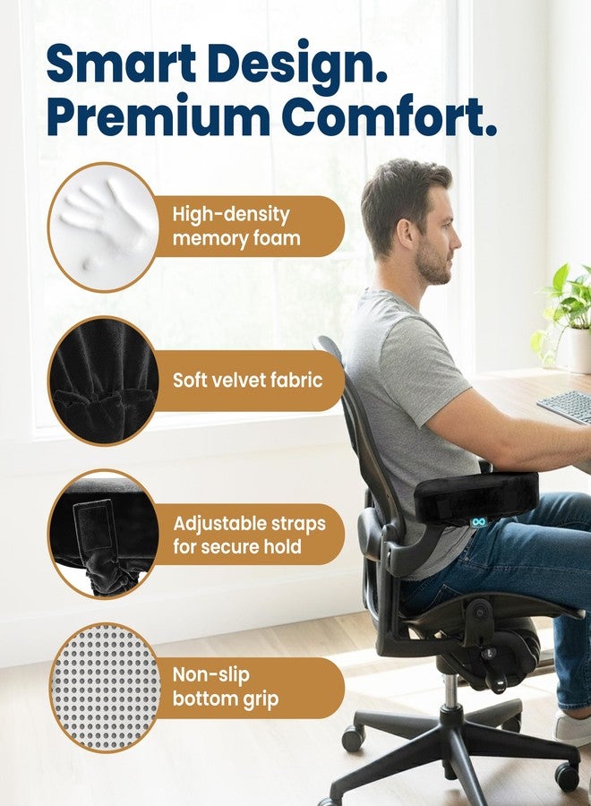 إيفر لاستينج كمفورت سلسلة Elevate من Everlasting Comfort، وسادات مساند الذراعين للكراسي المكتبية والكراسي المتحركة - أغطية مساند الذراعين من إسفنج الذاكرة للمكاتب وكراسي الألعاب، وسائد وأغطية مقاعد ووسائد واقية لتخفيف الضغط على المرفقين - Image 5