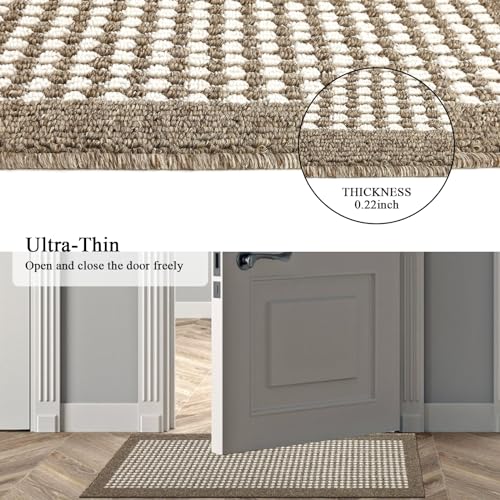 Ileading Brown Runner Rugs for Hallway 2'x8' Non Slip Farmhouse Long Kitchen Floor Mats with Rubber Backing Absorbable Throw Rugs Machine Washable Indoor Decor Carpet for Corridor Petmat Entryway - Image 3