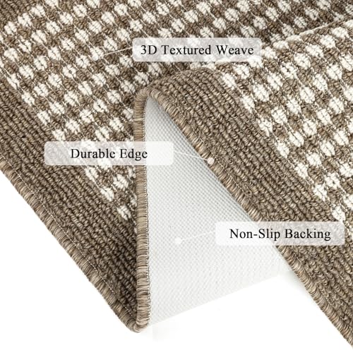 Ileading Brown Runner Rugs for Hallway 2'x8' Non Slip Farmhouse Long Kitchen Floor Mats with Rubber Backing Absorbable Throw Rugs Machine Washable Indoor Decor Carpet for Corridor Petmat Entryway - Image 4
