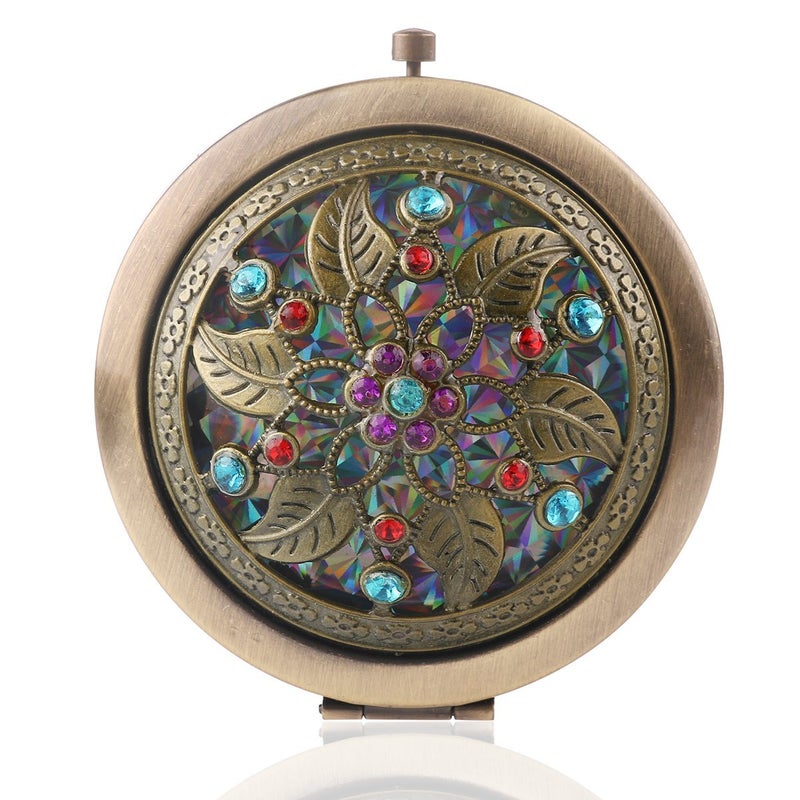 TASKHOUSE TASKHOUSE Compact Mirror for Purses Antique Metal Double Sided Travel Makeup Mirror Small Pocket Mirror Portable Folding Great Handbag Cosmetic Compact Mirror Random Style Pack of 1  - Image 1