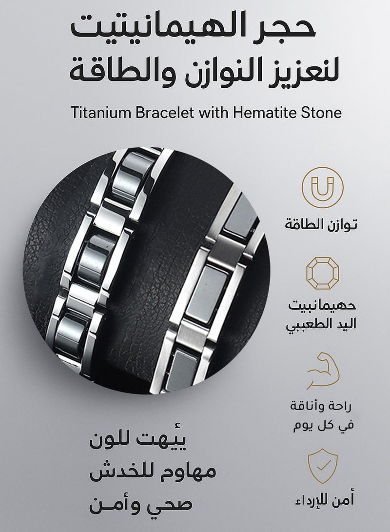 فوريكاسا سوار مغناطيسي رجالي من الستانلس ستيل – تصميم بسيط بحجر أسود - Image 3
