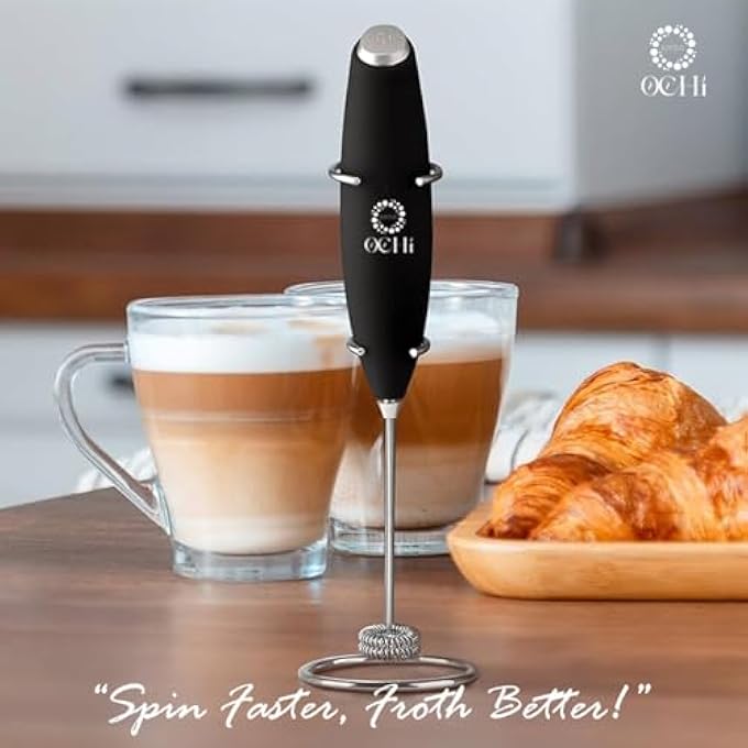 OCHI Powerful Milk Frother  Egg Beater  Powerful Electric Handheld Frother  Whisk For Coffee Lattes Cappuccino Hot Chocolate  Coffee Creamer  Ultra Fast Foam Maker  Drink Mixer Black - Image 5