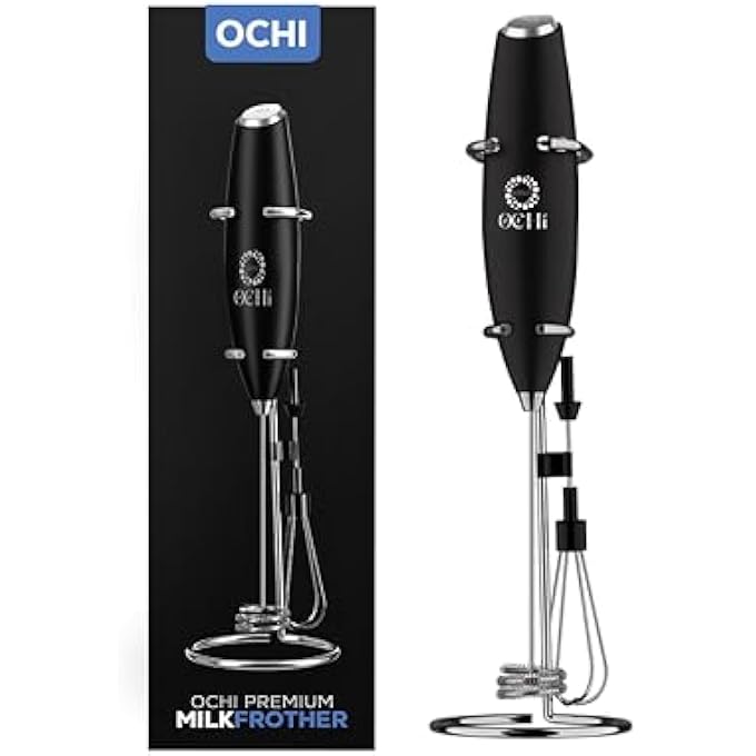 OCHI Powerful Milk Frother  Egg Beater  Powerful Electric Handheld Frother  Whisk For Coffee Lattes Cappuccino Hot Chocolate  Coffee Creamer  Ultra Fast Foam Maker  Drink Mixer Black - Image 2