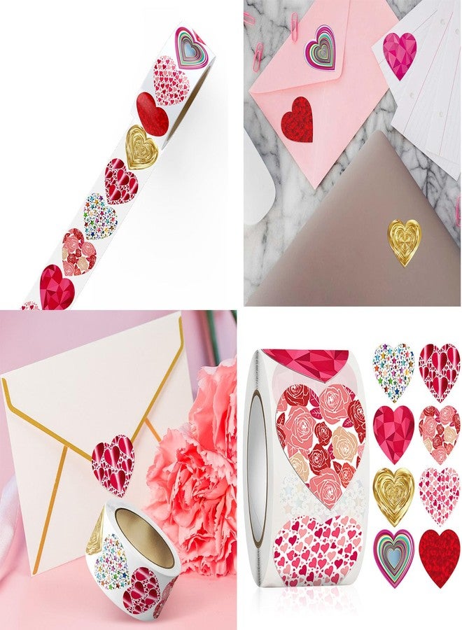 YYaaloa 1000pcs 1inch Foil Shiny Glitter Heart Stickers for Reward Self-Adhesive Incentive Stickers for Birthday Party Decor DIY Wedding (8 Colors A, 1 inch-1000pcs) - Image 5