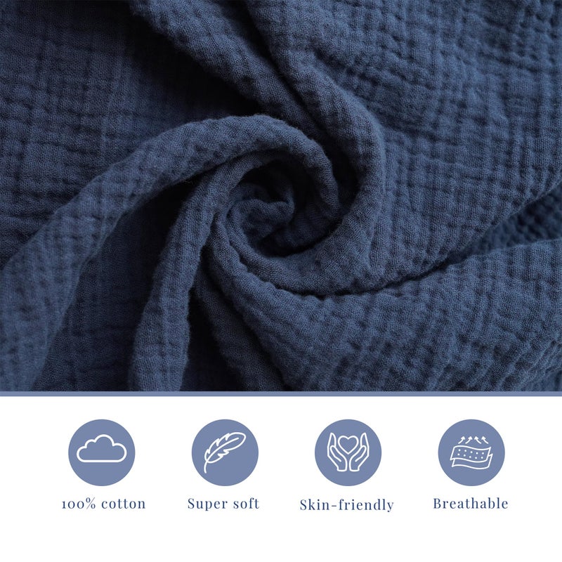 Coreeky 3 Pack Muslin Cotton Changing Pad Covers for Girl, Boy, 100% Soft Changing Table Cover, Breathable Baby Nursery Diaper Chang Pad Sheets (Nightfall Blue) - Image 3
