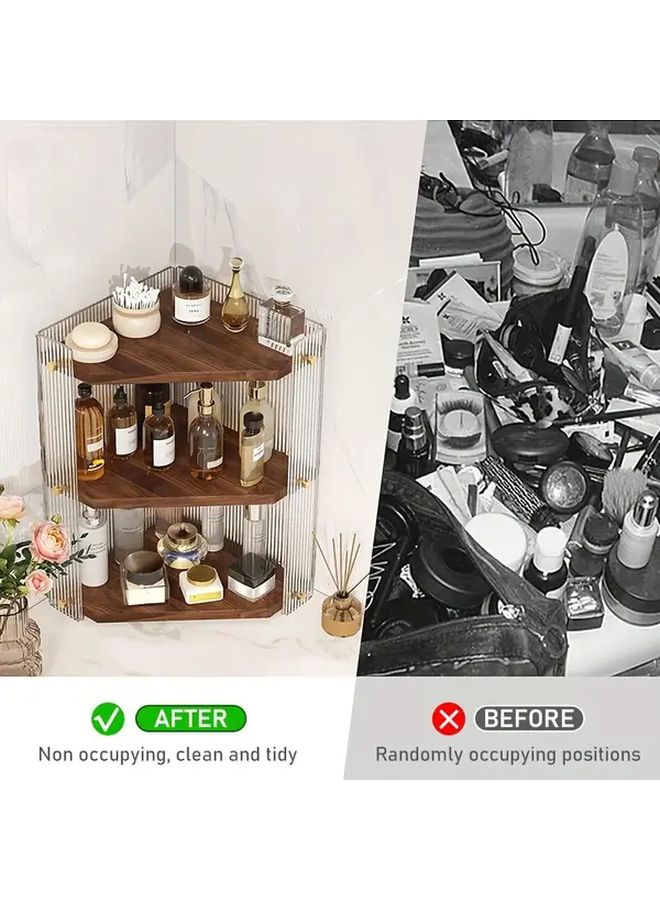 3 Tier Solid Wood Bathroom Corner Storage Rack Countertop Organizer 1 Pack - Image 5