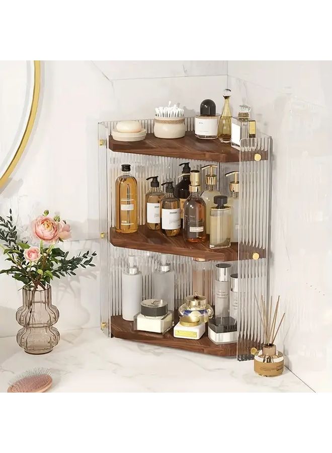 3 Tier Solid Wood Bathroom Corner Storage Rack Countertop Organizer 1 Pack - Image 2
