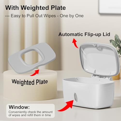 Seposeve Wipes Dispenser with Weighted Plate, X2 PRO, Seposeve Perfect Pull Baby Wipe Holder, Refillable Wipe Container, Keeps Wipes Fresh, One-Handed Operation. Non-Slip, Easy Open/Close Wipes Case, Grey - Image 3