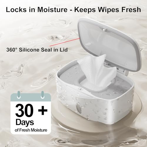Seposeve Wipes Dispenser with Weighted Plate, X2 PRO, Seposeve Perfect Pull Baby Wipe Holder, Refillable Wipe Container, Keeps Wipes Fresh, One-Handed Operation. Non-Slip, Easy Open/Close Wipes Case, Grey - Image 2