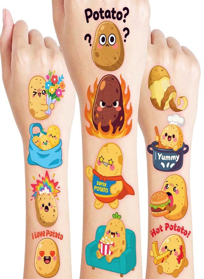 91TATTOOS 96 PCS Funny Potato Temporary Tattoos for Kids - Image 1