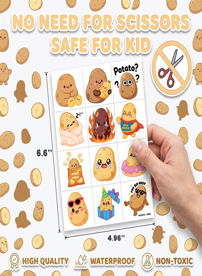 91TATTOOS 96 PCS Funny Potato Temporary Tattoos for Kids - Image 5
