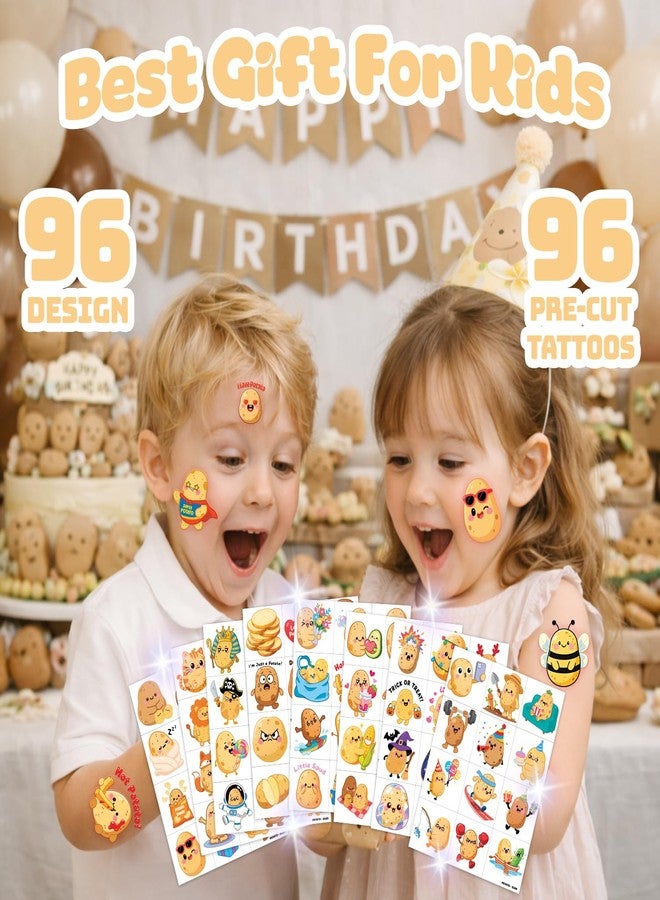 91TATTOOS 96 PCS Funny Potato Temporary Tattoos for Kids - Image 4