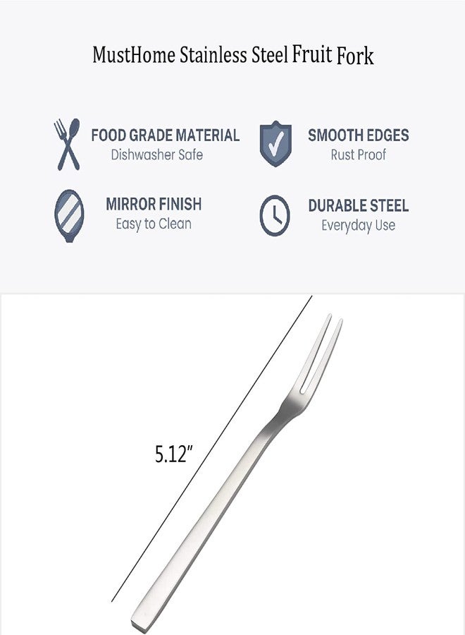 MustHome Stainless Steel Fruit Fork Set of 6 - Portable Appetizer Forks for Kids, Party, Travel (SB-FF-01) - Image 4