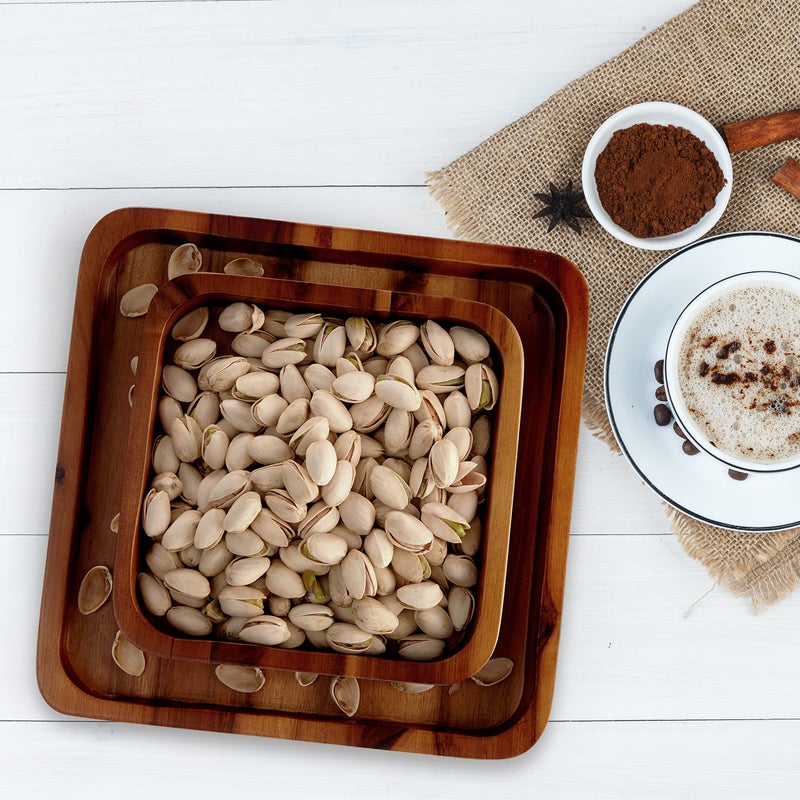 FANATU Wood Pistachio Snack Bowl with Shell Storage  Double Dish Holder Nut Bowl Pedestal for Sunflower Seed  Peanut  Cherries  Edamame (Brown) - Image 5