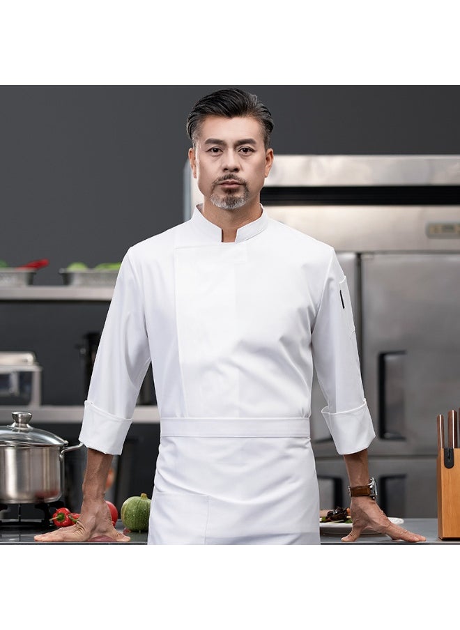 NIBEMINENT Hotel Chef Overalls Autumn and Winter Long Sleeve Men's Restaurant Cafeteria Restaurant Kitchen Work Clothes Long Sleeve  - Image 1