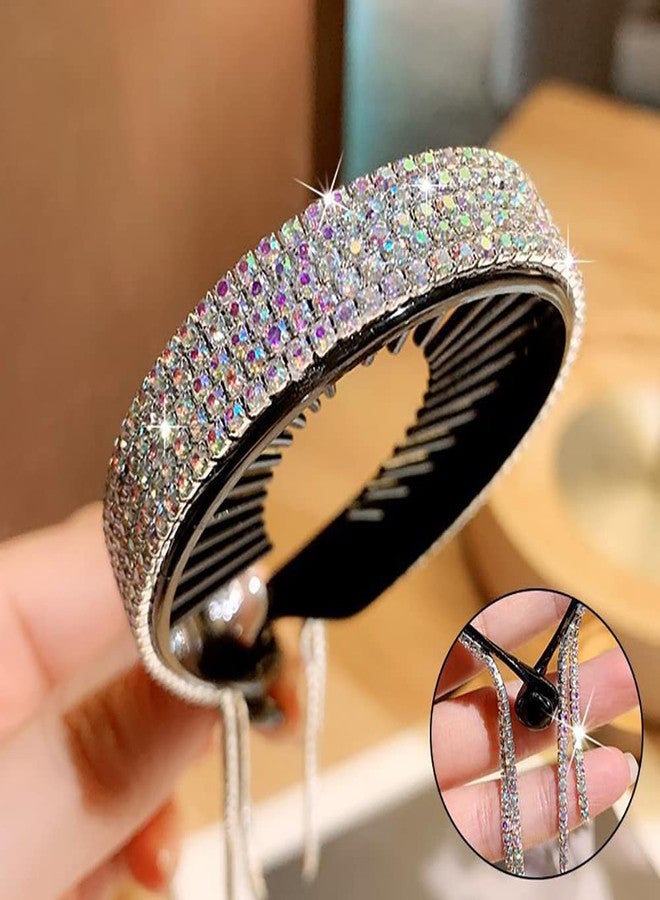 DINPREY 4 قطع مشابك شعر مزينة بالأحجار الكريمة لتسريحات الكعكة والشعر الرفيع، قطع كعكة مع حامل للنساء والفتيات - Image 2