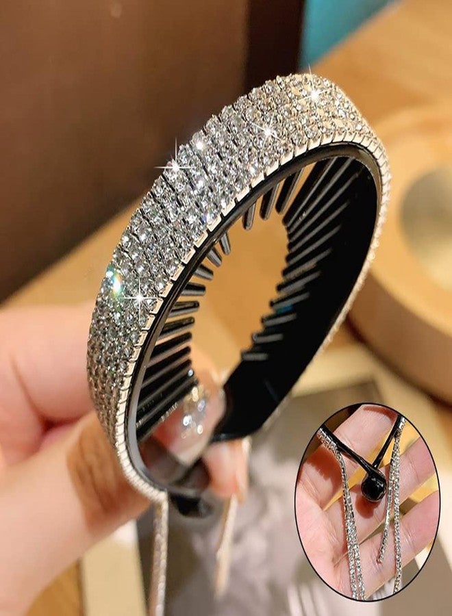 DINPREY 4 قطع مشابك شعر مزينة بالأحجار الكريمة لتسريحات الكعكة والشعر الرفيع، قطع كعكة مع حامل للنساء والفتيات - Image 5