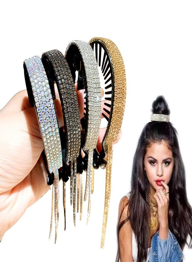 DINPREY 4 قطع مشابك شعر مزينة بالأحجار الكريمة لتسريحات الكعكة والشعر الرفيع، قطع كعكة مع حامل للنساء والفتيات - Image 1