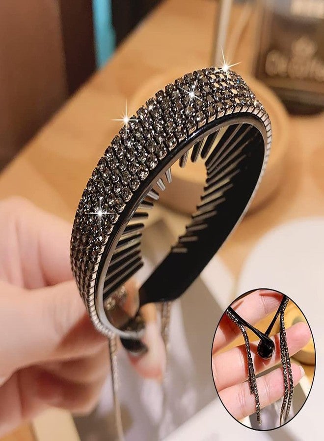 DINPREY 4 قطع مشابك شعر مزينة بالأحجار الكريمة لتسريحات الكعكة والشعر الرفيع، قطع كعكة مع حامل للنساء والفتيات - Image 4