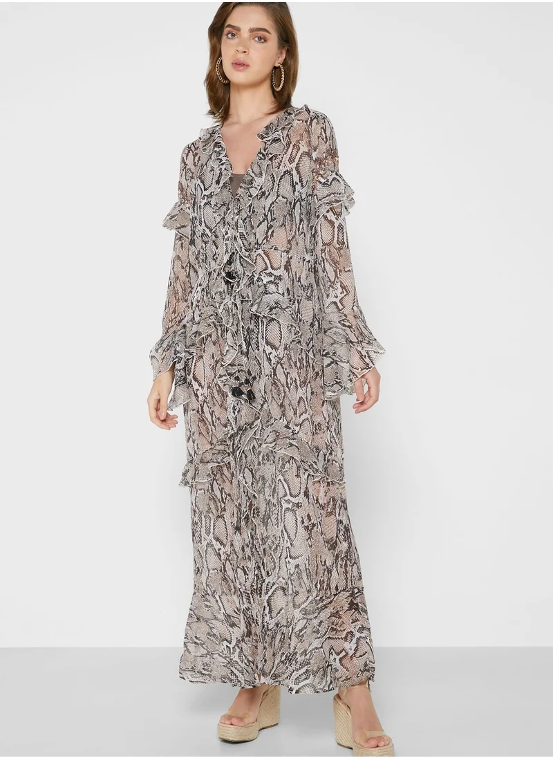 RIVER ISLAND Tie Front Maxi Kimono