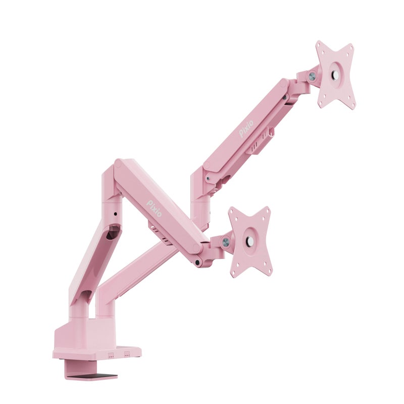 Pixio PS1D Wave Pink Dual Monitor Arm Stand Desk Mount - Fits up to 32 inches Monitors and up to 19.8lbs. VESA Compatibility and Integrated Cable Management - Image 1