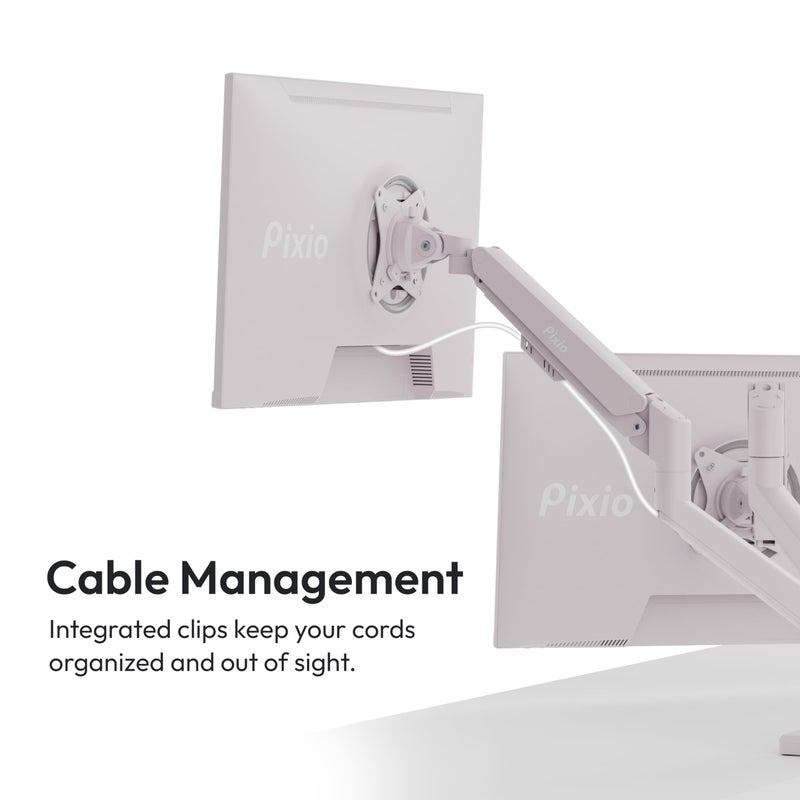 Pixio PS1D Wave Pink Dual Monitor Arm Stand Desk Mount - Fits up to 32 inches Monitors and up to 19.8lbs. VESA Compatibility and Integrated Cable Management - Image 5