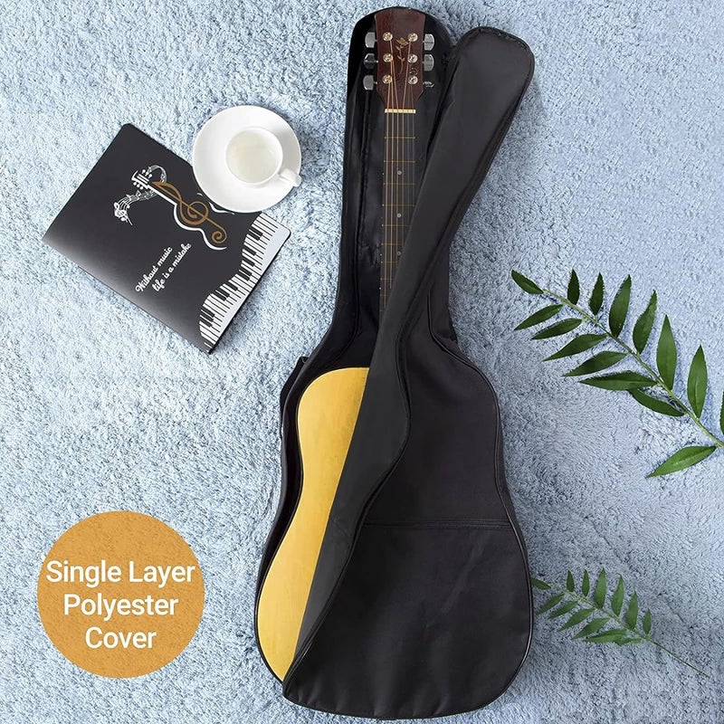 Mocking Bird Acoustic Guitar Bag Foam Padded Guitar Cover for 38, 39, 40, 41 inch with Adjustable Guitar Strap and Picks for Acoustic Electric Bass Guitar (Guitar Bag with Bohemian Strap) - Image 2