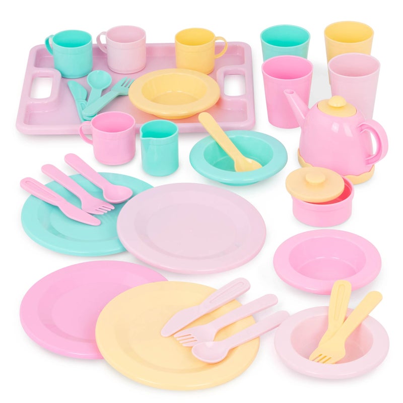 Battat â€“ Play Circle â€“ Dish Set â€“ Plates, Cups, and Tea Party Toys â€“ Kitchen toys for Toddlers â€“ Pretend Play â€“ 3+ Years(34 Pieces) - Image 1