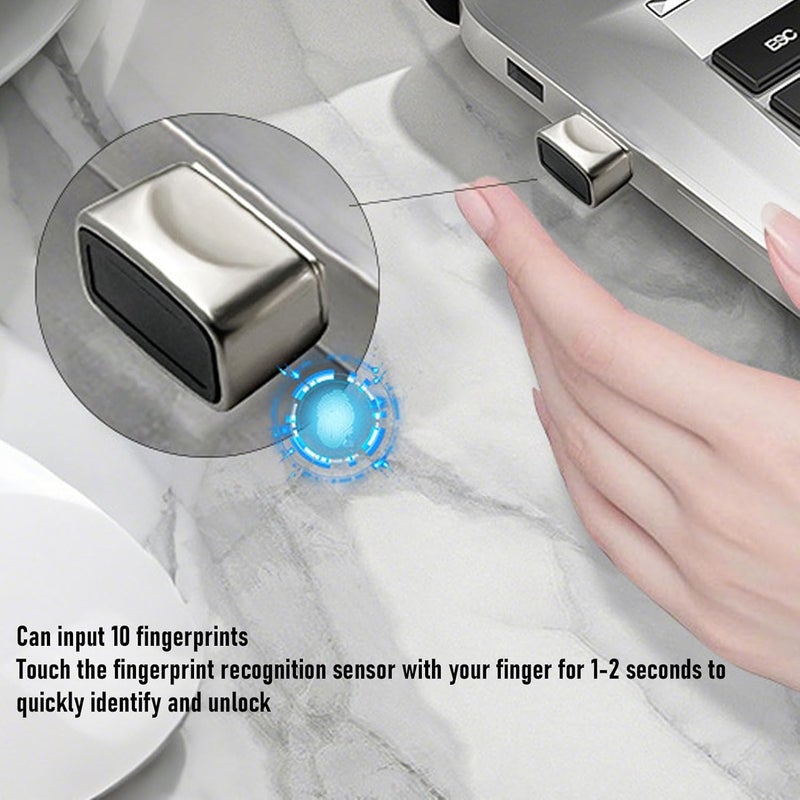 قارئ بصمة USB، ماسح بصمة سعوي باستجابة سريعة 0.5 ثانية، تعرف 360 درجة لأجهزة الكمبيوتر المحمولة 10 و11، يدعم Hello Enterprise - Image 4