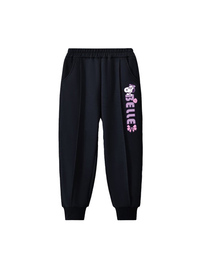 Snoopy Kids Children's Pants Boys Sports Long Pants Uni Children's Sweatpants Spring New Black-erfly 110 - Image 1