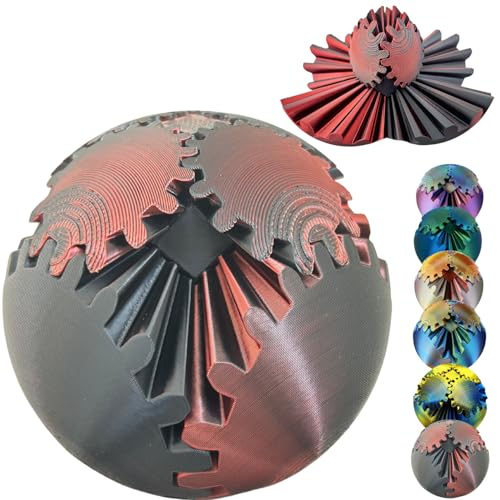 ULTHOOL Gear Ball 3D Printed Spin Ball Cube Fidget Toys Gear Sphere Fidget Toy GearSphere Desk Toy Stress Fidget Balls Fidgets Spinners for Adults Kids Anxiety Relaxing Laser Dark Red 31 Inch - Image 1