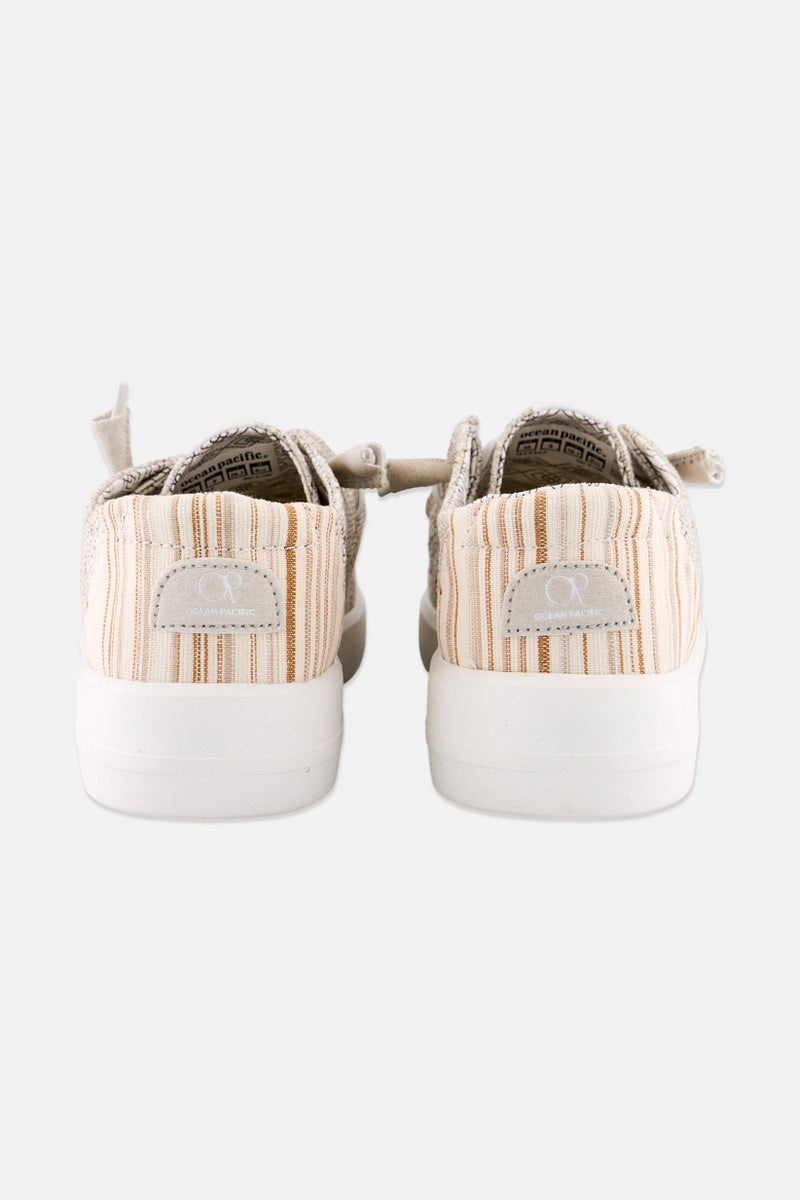 Ocean Pacific Women Lace Up Casual Shoes, Light Beige - Image 2