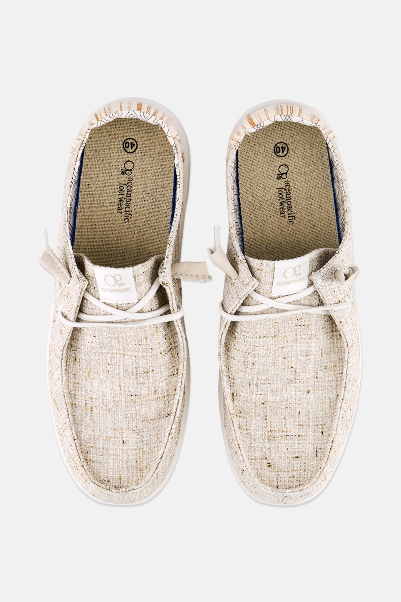 Ocean Pacific Women Lace Up Casual Shoes, Light Beige - Image 3