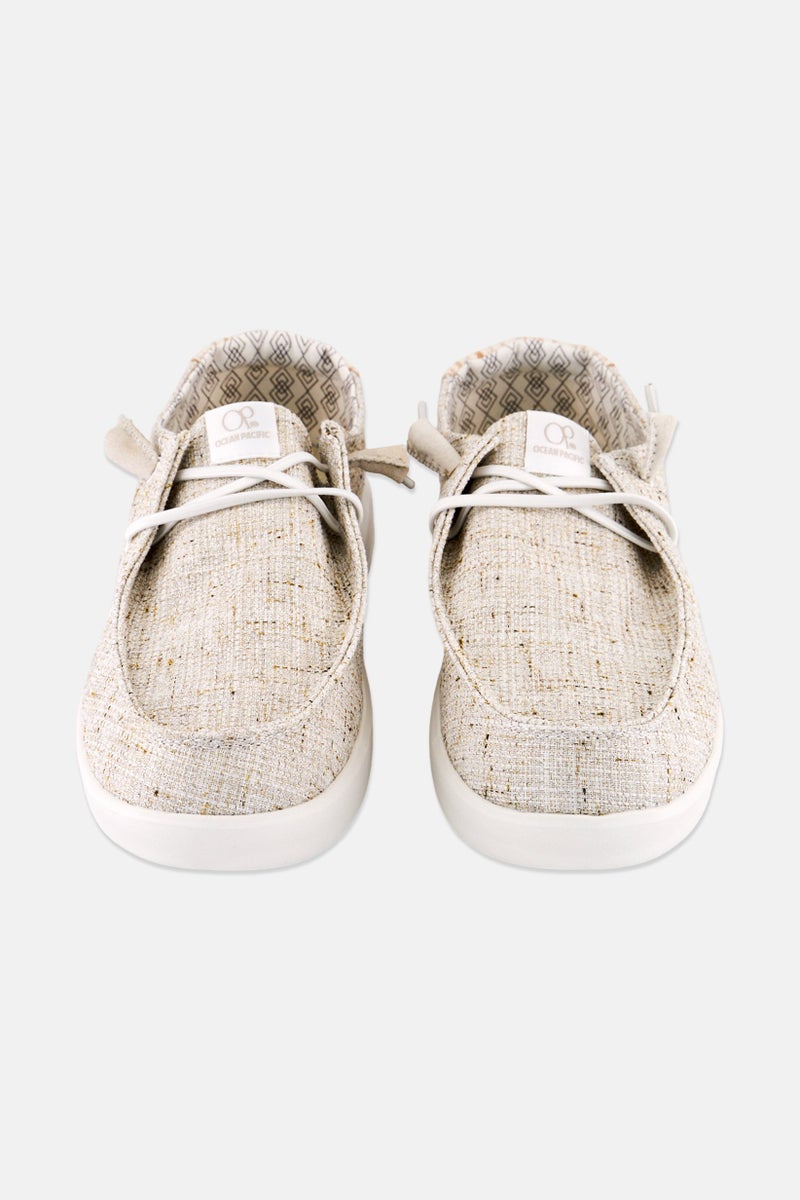 Ocean Pacific Women Lace Up Casual Shoes, Light Beige - Image 4