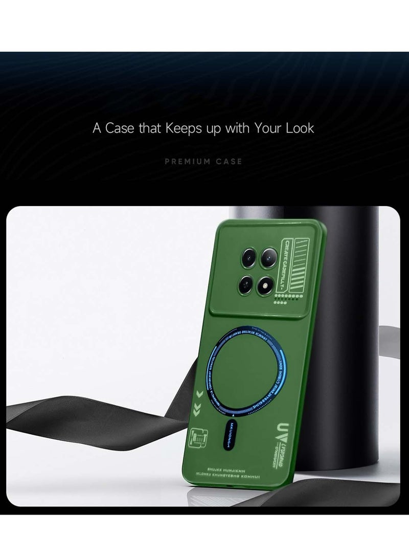 Wtech Realme 12x 5G 2024 Stylish Soft Silicone 3D Printed Magnetic Magsafe Case Cover - Dark Green - Image 3